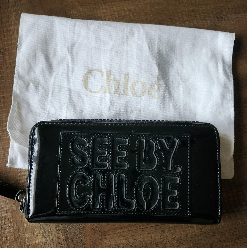 See by Chloe Black Patent wallet/clutch